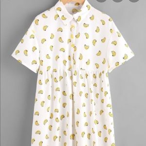 Banana print babydoll dress